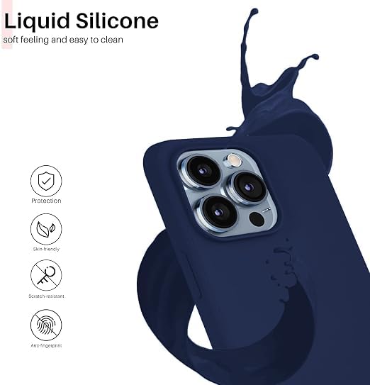Image of DIZORO Compatible for iPhone 15 Pro Case 6.1, Slim Liquid Silicone Case 3 Layers Full Covered Soft Gel Rubber Phone Case Protective Cover 6.1 Inch - Blue