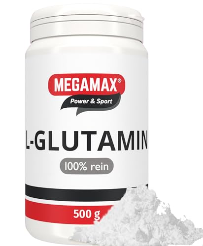 MEGAMAX L-Glutamin Pulver - 500 g – 100% L-Glutamin, geschmacksneutral, ohne Zusatzstoffe