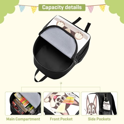 RunningBear Happy Husky Puppy Dog White Kids Backpack for Boys Girls Lightweight Daypack for Students Elementary4