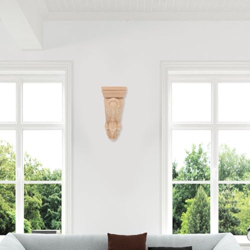 BESTonZON 2 Stück geschnitzte Holz-Kapitelle und Konsolen, unbemalt, dekorative Holzleisten für Möbel und Heimdekoration, ideal für Tür- und Regalhalterungen im europäischen Stil