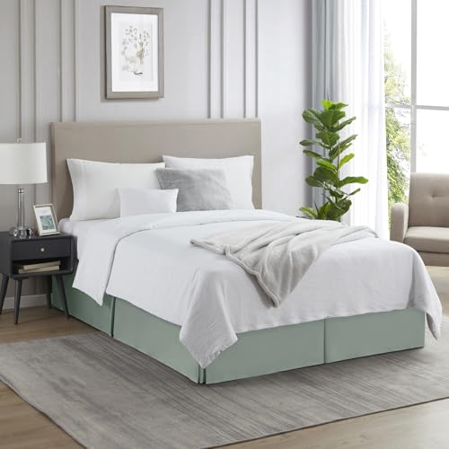 Image of Nestl Sage Green Twin Bed Skirt - Twin Size Bed Skirt 14 Inch Drop - Brushed Microfiber Bed Skirts - Hotel Quality Pleated Bed Skirt - Shrinkage & Fade Resistant