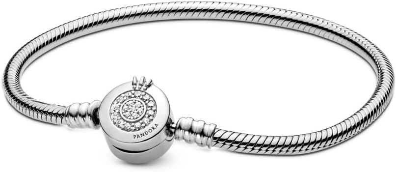 PANDORA Moments Sparkling Crown O Pavé Clasp Snake Chain Bracelet - Gift for Her - With Gift Box - Image 2