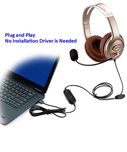 Usb Headset With Microphone Noise Cancelling And Volume Controls, Computer Pc Headset With Voice Recognition Mic For Dragon Skype Teams Zoom Softphones Conference Calls Online Education Gaming Etc #TOP1