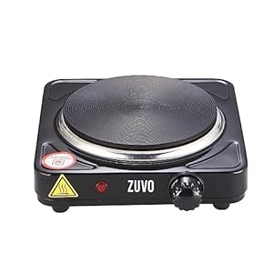 1500W Single Hot Plate – Black Ring Stove Hob – Portable & with Adjustable Thermostat – Cast Iron Heating Plate – Best for Cooking – Zuvo