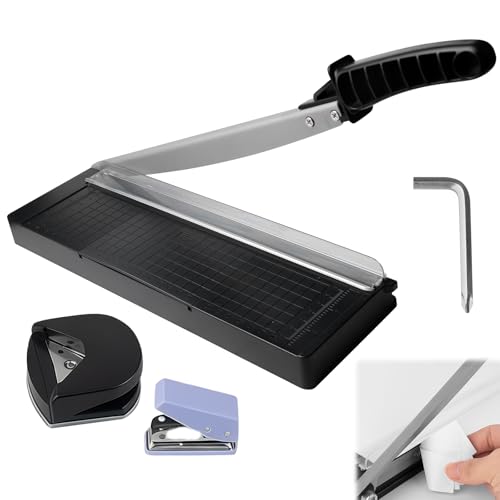 Cortador de papel A4 de plástico A4, cortador de papel negro para oficina, foto, máquina de corte para oficina, escuela, fotografía y manualidades, para hasta 8 hojas A4 Cortador de papel A4 de plástico A4, cortador de papel negro para oficina, foto, máquina de corte para oficina, escuela, fotografía y manualidades, para hasta 8 hojas A4