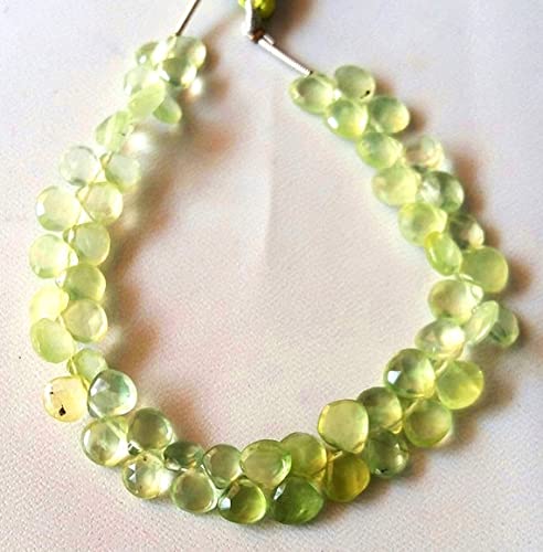 Perles Prehnite facettées en cœur de 5x6 à 7x7 mm pour création joaillerie