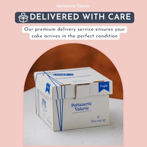 Patisserie Valerie Blue Candy Stripe Cake 8" - Fresh Cakes For Delivery - Fluffy sponge cake with raspberry jam and fresh cream - Baby Shower, Christening, Boys Birthday Cake - Serves 20