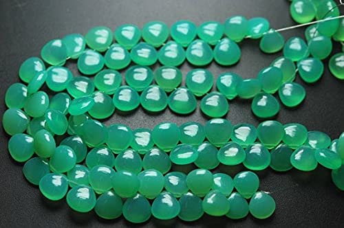 Chrysoprase briolette cœur 11mm en fil de 7 pouces pour joaillerie fine