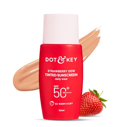 Image of Dot & Key Strawberry Dew Tinted Sunscreen In-Vivo Tested SPF 50+ PA++++ With New-Age UV Filters, Brightens & Protects Skin, Ultra-light, Blends Easily, With Niacinamide, Natural Finish, Non-Sticky | 50ml