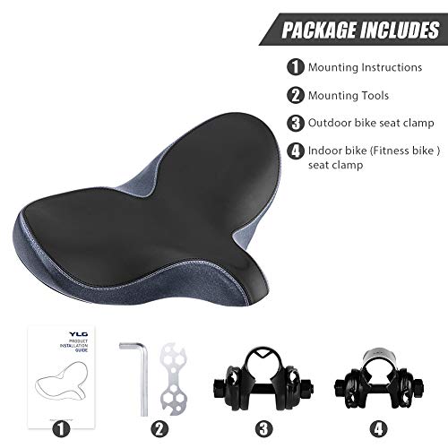 Oversized Comfort Bike Seat Comfortable Replacement Bike Saddle Memory Foam Soft Bike Saddle Waterproof Universal Fit Bicycle Seat for Women Men (b-Indoor)