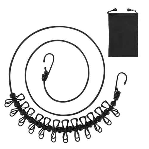 GXGM 1 Pezzi stendibiancheria retrattile con 1 custodia, Corda per biancheria antiscivolo, filo stendibiancheria per esterno, da viaggio, portatile, con 12 mollette, accessori da campeggio