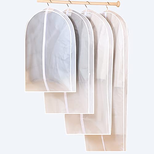 Clear Garment Bags for Hanging Clothes Storage, 4 Packs Cloth Plastic Bags Wardrobe Closet for Suit Cover Dress Sweater Jacket Shirts Storage Organization …
