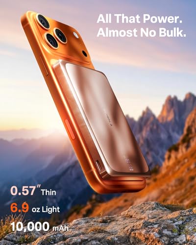 Image of TORRAS MiniMag Pro Portable Charger Power Bank, 10000mAh 15W Magnetic Battery Pack for iPhone 17 /16 /15 /14 /13 /12, Slim Magnetic Wireless Charger, Semi-Solid-State Battery for Travel, Pink