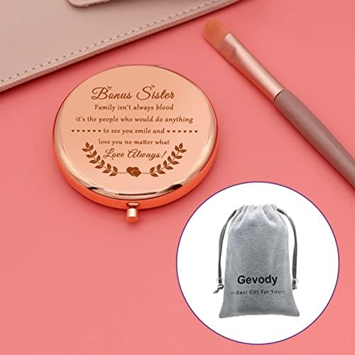 To My Bonus Sister In Law Gifts Compact Mirror Stepsister Gifts Unbiological Sister Gifts Mother's Day Birthday Gifts for Best Friend Bonus Sister Sister In Law Wedding Gift Travel Makeup Mirror