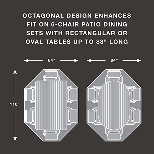 True Guard Patio Furniture Covers Waterproof Heavy Duty - Fits 6-Chair Dining Sets, Rectangle/Oval Table, Octagon Design, 600D Rip-Stop, Fade/Stain/Uv Resistant For Outdoor Patio Furniture, Dark Brown #TOP1