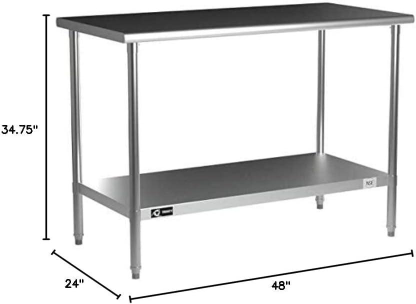 TRINITY EcoStorage NSF, 48-Inch Stainless Steel Utility Table,