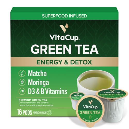 VitaCup Green Tea Pods with Matcha Moringa, 16ct