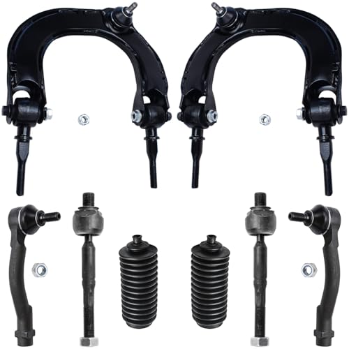 Image of Detroit Axle - 8pc Front Control Arms Kit for 1999-2005 Hyundai Sonata 2001-2006 XG300 XG350 Kia Optima, 2 Upper Control Arms with Ball Joint 4 Inner Outer Tie Rod Ends 2 Boots Replacement
