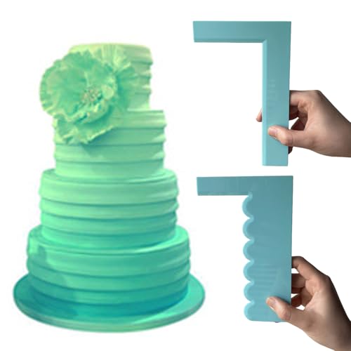Yeesabella 2pcs 6.2 Inch Cake Scraper,Patterned Edge Cake Smoother Tool,Stripe Cake Leveler for Baking Cake, Buttercream Kitchen Accessory