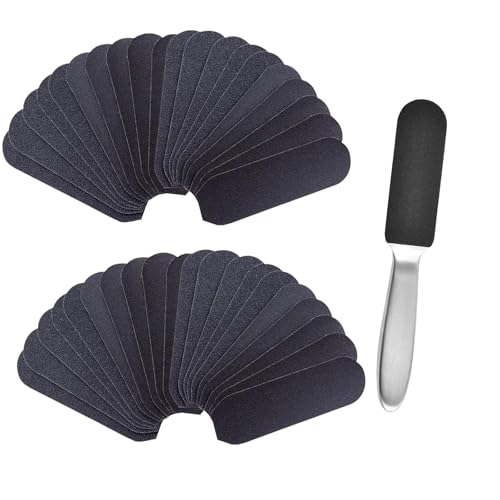 Wilsonzin 40 Pcs Lija Repuesto Lima Pies para Piel Endurecida o Seca, Acero Inoxidable, Eliminador Callos de Doble Cara Juego de Cuidado de Los Pies Cortacallos para Pedicura