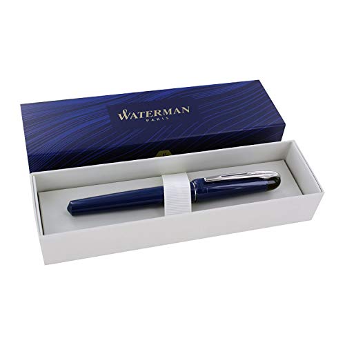 Waterman Kultur Fountain Pen, Reflectis Navy With Chrome Trim, Fine Nib With Blue Ink #TOP3