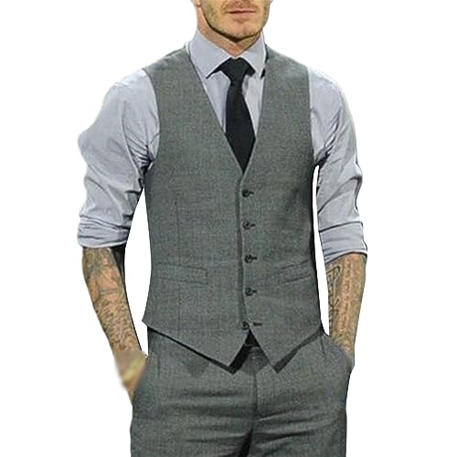 Kelsiop Slim Men's Suit Vest Black Formal Business Vest