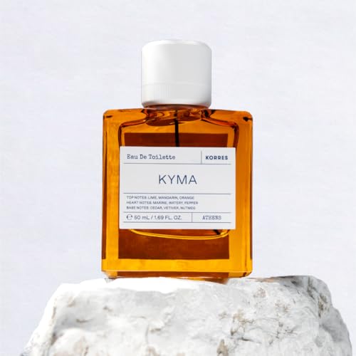 Image of KORRES Kyma Eau de Toilette Spray, Unisex Fresh Fragrance, 1.69 Fl Oz | Lime Mandarin Orange Top Notes, Marine Watery Pepper Heart, Cedar Vetiver Nutmeg Base, Inspired by Greek Waters, Vegan Scent