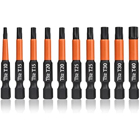 BAIDETS Pro Screwdriver Bit Set - Screwdriver Torx 10 pieces, 50mm length, 1/4” Hex-Shank, with Storage Box Cover