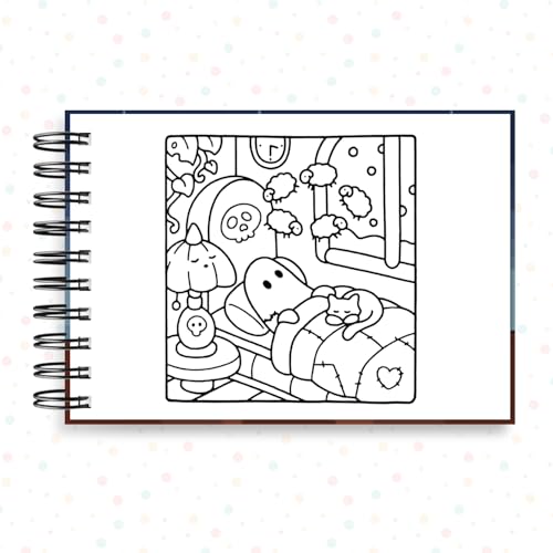 Livro de Colorir Little Spooky 40 Folhas 180 Gramatura Capa Dura Caderno Desenho Pintura Fantasma