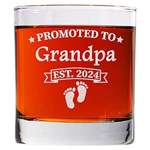 Promoted To Grandpa Est 2024 Whiskey Glass - 11oz Old Fashioned Bourbon Rocks Glass - First Time Grandparents Gifts - Grandparent Announcement - New Grandparent Gifts First Time, Papa To Be Promoted To Grandpa Est 2024 Whiskey Glass 11oz Old Fashioned Bourbon Rocks Glass First Time Grandparents Gifts Grandparent Announcement New Grandparent Gifts First Time Papa To Be