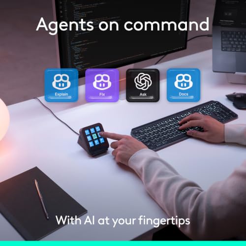 Image of Logitech MX Keypad, Programmable Macro Pad for Developers 9 LCD Keys, App-Aware Profiles for VS Code, GitHub Copilot, IntelliJ, Automation, USB-C, Windows, macOS - Graphite