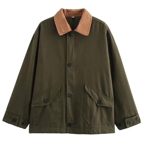Chaqueta acolchada para evitar el frío abrigo de lona suelta manga larga de mujer
