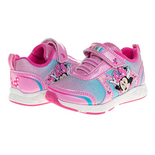 Disney Girls' Minnie Mouse Shoes - Kids Minnie Mouse Tennis Slip-On Laceless Light-Up Characters Princess Sneakers - Pink Blue (Size 11 Little Kid) #TOP3