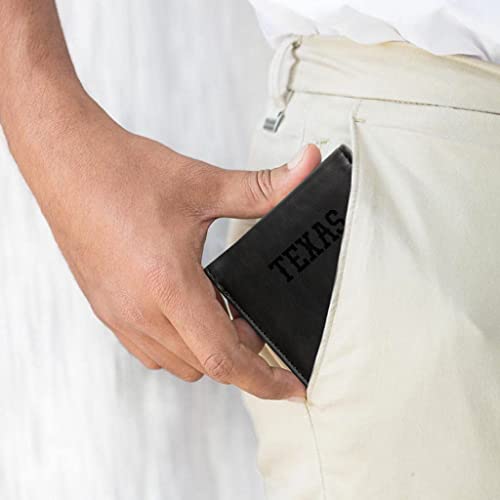 Image of Rico Industries NCAA Texas Longhorns Men's Billfold Black Wallet- Premium 10 Pocket Laser-Engraved Team Logo on Vegan Leather- Minimalist Design, Flip ID Window, Credit Card Holder- Ideal Men's Gift