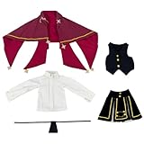 niannyyhouse BJD Doll Clothes for 1/4 Ball Jointed Dolls, Magic Robe Set Suitable for Girls and Boys, Action Figure Dress Up Accessories (Red+Black, 1/4BJD-Girl)