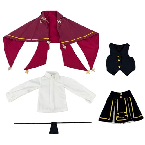 niannyyhouse BJD Doll Clothes for 1/4 Ball Jointed Dolls, Magic Robe Set Suitable for Girls and Boys, Action Figure Dress Up Accessories (Red+Black, 1/4BJD-Girl)