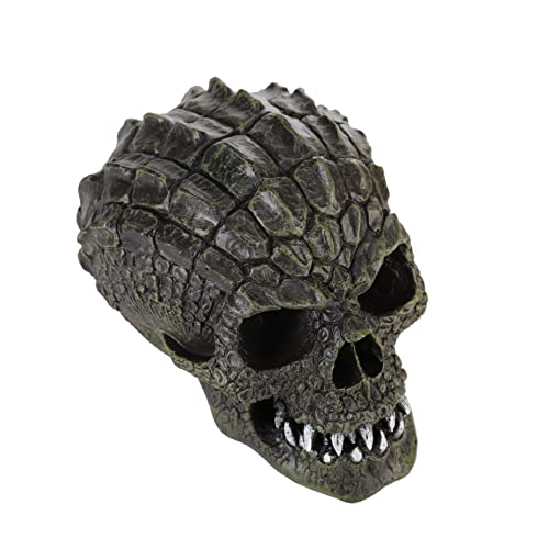 Lhgdk Skull Decor Model Vintage Green Texture Evil Appearance Halloween Alligator Skulls Resin Statue #TOP7