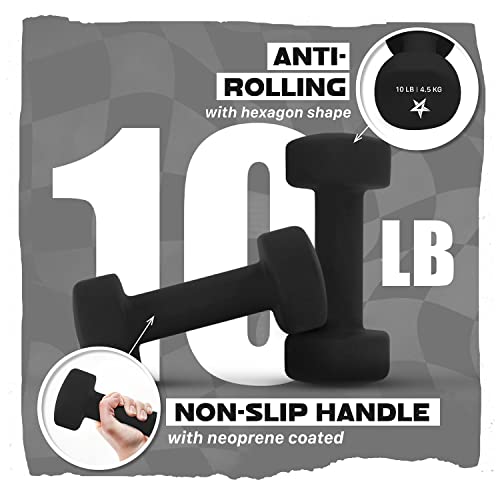 Image of Yes4All Neoprene Coated Dumbbell Hand Weight Sets of 2 - Multiple Weight Options with 15 Colors, Anti-roll, Anti-Slip, Hexagon Shape