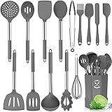 Silicone Cooking Utensils Set, Deedro Kitchen Utensils Set 15 Pcs Kitchen Tools with Stainless Steel...