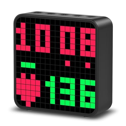 EZON H-Box Bluetooth Heart Rate Monitor and Pixel Art Clock with WOD Interval Trainer - Cute Animation Alarm Clocks for Bedrooms, No APP Needed for Home Fitness Black