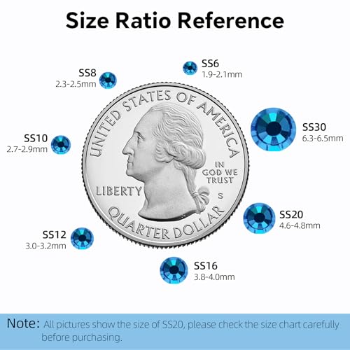 Image of Hotfix Rhinestones Bulk 3000PCS SS6 (1.9-2.1mm), Capri Blue Glass Rhinestones for Clothes, Tumblers, Shoes DIY, Heat Transfer Flatback Gems for Crafts & Decoration