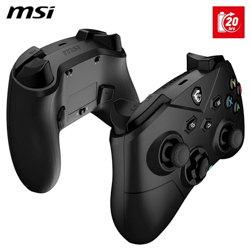 MSI FORCE GC300 WIRELESS Manette gaming pour PC - 2.4 GHz, Bluetooth, USB Type-C vers A - filaire/sans fil, batterie Li-ion 600mAh (20h), D-Pad interchangeable, deux moteurs à vibration