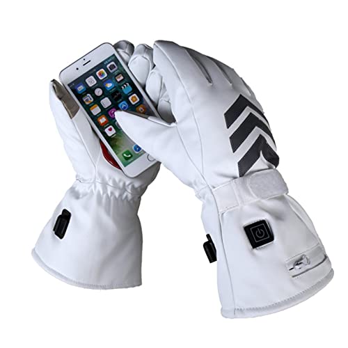 JMYSD Beheizte Handschuhe Elektrisch, Beheizte Skihandschuhe Herren Damen Fäustlinge Elektro Akku Handschuhe Für Winter Skifahren Camping Wandern,Weiß Cover