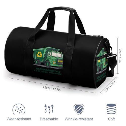 Garbage Truck Sports Gym Bag Travel Duffel Workout Bag with Adjustable Strap2