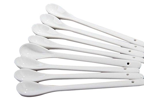 Lasenersm 43205-36334 Set Of 4 White Long Handle Ceramic Spoons cover