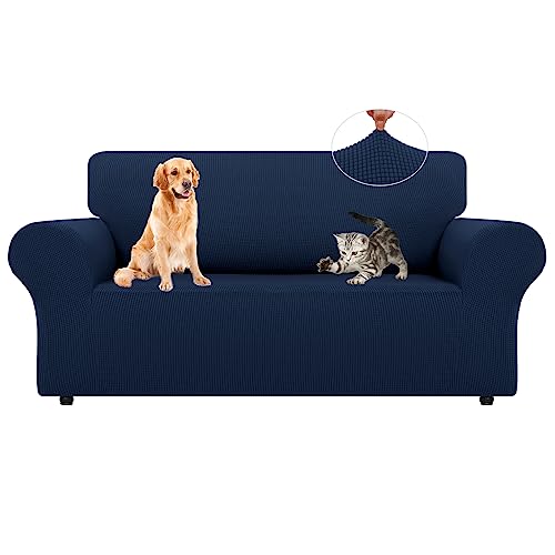 LURKA Stretch Loveseat Couch Cover, 1 Piece 2 Cushion Sofa Slipcover, Navy
