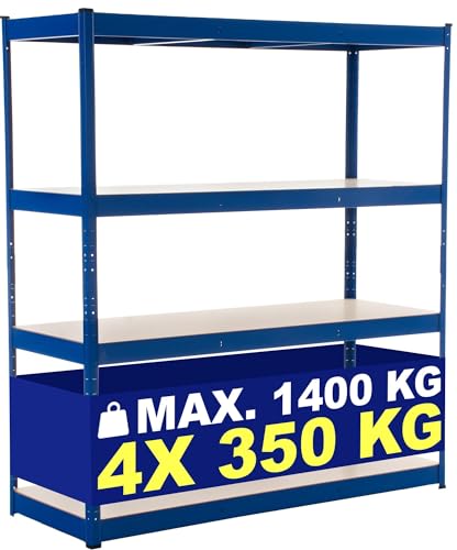 Clp Estantería Metálica De Almacenaje 160x60x180 Cm Galvanizado I Capacidad Por Estante 350 Kg I Estantería De 4 Estantes I Bastidor De Almacen, Color:Azul Clp Estantería Metálica De Almacenaje 160x60x180 Cm Galvanizado I Capacidad Por Estante 350 Kg I Estantería De 4 Estantes I Bastidor De Almacen, Color:Azul