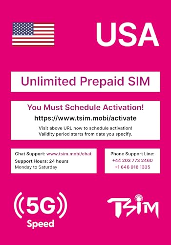 USA SIM Card for Travel to the USA. PrePaid. T-Mobile network with Unlimited Data Calls and Texts. New Upgraded 5G SIM Card! (14 Day)