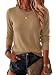 Saodimallsu Damen Leichter Pullover Basic Rundhals Strickpullover Khaki S