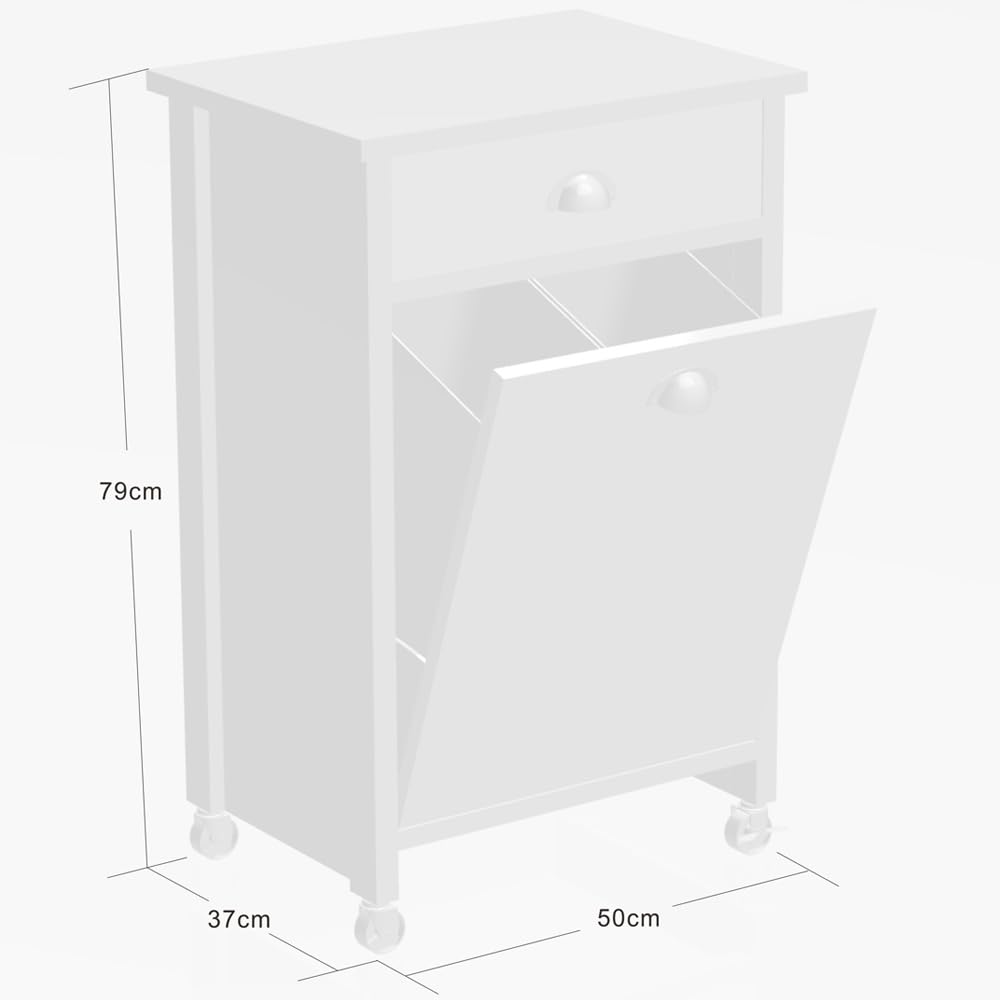 Carrello Da Cucina Kesper Con Cestino In Legno - Bianco/Beige, 50x37x78.5 Cm